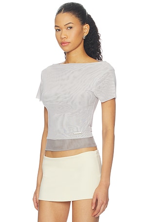 House of Sunny Double Layer Mesh Top in Grey