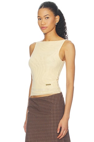 House of Sunny Double Layer Sleeveless Mesh Top in Yellow