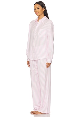 homebodii Adeline Stripe Lounge Set in Pink. Size XS. Also