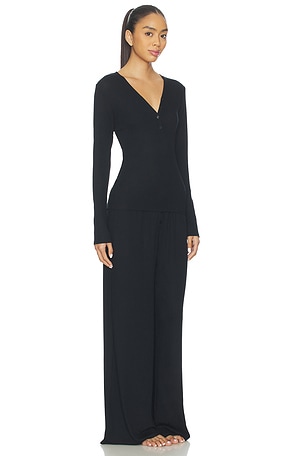 homebodii Pointelle Lounge Set in Black. Size XS. Also