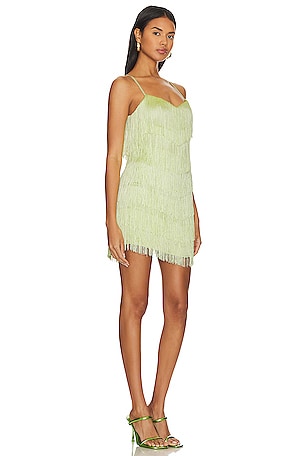 House of Harlow 1960 X Revolve Marquesa Fringe Mini Dress in Sage