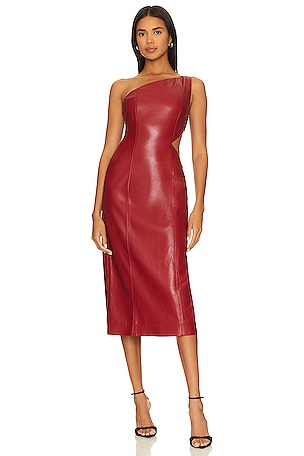 x REVOLVE Bordeaux Faux Leather Midi Dress House of Harlow 1960