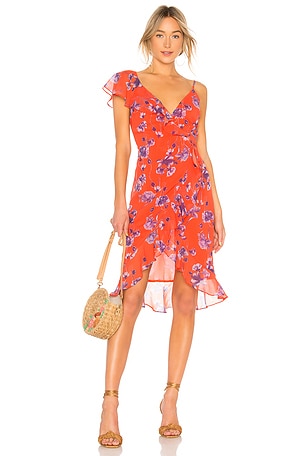 open lace back dress Harlow Red Scattered Tulip Print Mini Dress main image 0