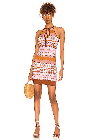 x REVOLVE Jules High Neck Chevron Mini Dress House of Harlow 1960