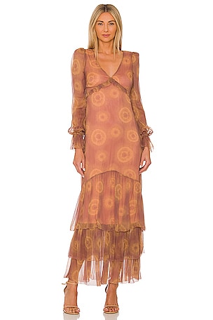 House of Harlow 1960 x REVOLVE Edessa Maxi Dress in Blush & Gold Tie Dye |  REVOLVE
