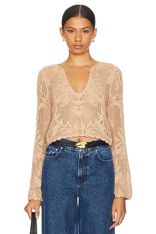 Kameli Pointelle Cropped Sweater House of Harlow 1960