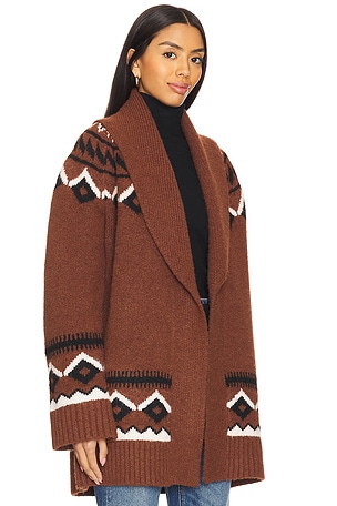 House of Harlow 1960 Denisia Fairisle Cardigan in Brown