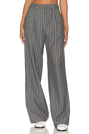 Helsa Colorblock Stripe Suit Trouser in Grey Stripe & Navy | REVOLVE