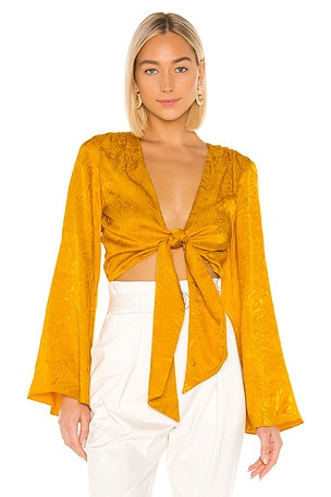 House of Harlow 1960 Women's Selena TOP, Mustard, outlet Small