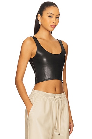 Heroine Sport Leather Tank Top in Black