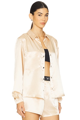 Heroine Sport Satin Shirt in Metallic Gold