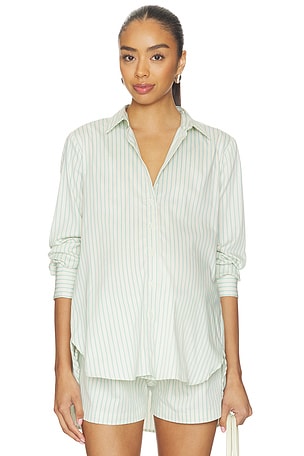 HATCH The Classic Buttondown Shirt in Green,Cream