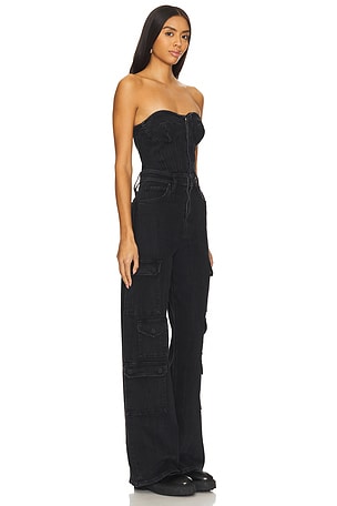 Hudson Jeans Bustier Cargo Jumpsuit in Black