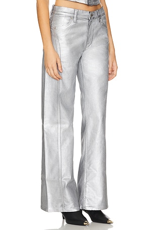 Hudson Jeans Lexi Seamed Wide Leg in Metallic Silver