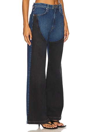 Hudson Jeans Jodie High Rise Contrast Panel Wide Leg Jeans in Blue
