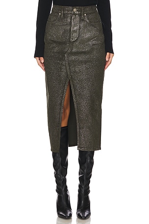 Hudson Jeans Reconstructed Midi Skirt in Army