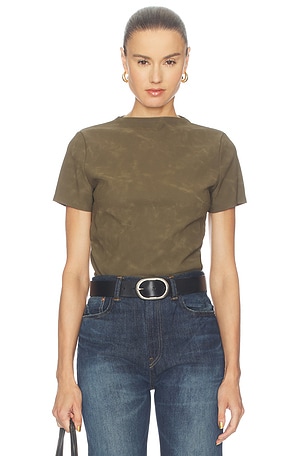 Faux Suede Short Sleeve Ruched Top Hudson Jeans