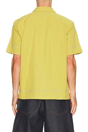 HUF Pinstripe Embroidered Resort Shirt in Green