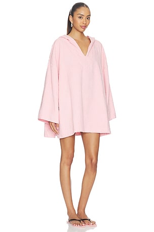 Hunza G Sunny Towelling Hooded Poncho in Pink