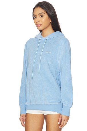 Hunza G Towelling Embroidered Hoodie in Baby Blue. Size S. Also