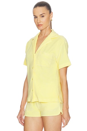 Hunza G Towelling Resort Shirt in Yellow