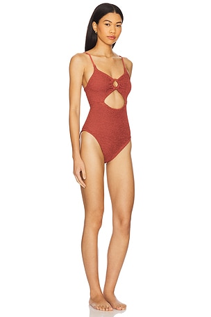 Hunza G Crystal One Piece in Metallic Rosewood in Brick