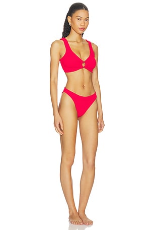 Hunza G Julia Bikini Set With Gold Hoop in Red