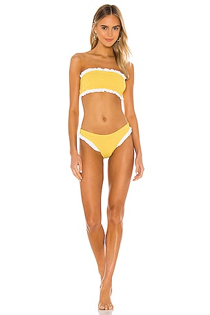 Hunza G Tracey Bikini Set in Yellow White REVOLVE