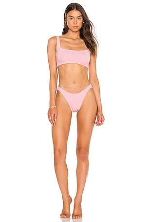 Hunza G Helena Nile Bikini Set in Metallic Dusty Pink REVOLVE