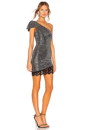 h:ours Dixie Bow Dress in Metallic Silver