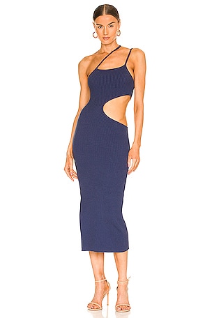 h:ours Evelyne Cut Out Knit Dress in Midnight Blue | REVOLVE