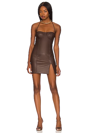 brown short formal dresses Blondie Nites Women's Satin Draped-Neck Mini Dress - Hunter Size:58R07 balanced look Draped Bodice chocolate brown maxi dress Fitted Burgundy Prom Dresses