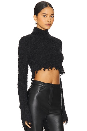 h:ours Delphine Cropped Sweater in Black