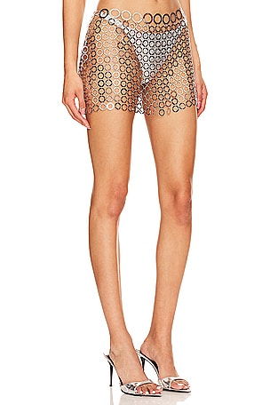 h:ours Sylvie Mini Skirt in Metallic Silver