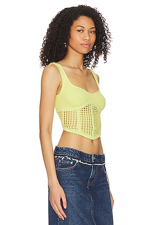 h:ours Seraphina Mesh Corset Top in Green