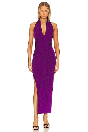 adrianna papell sequin halter dress Adrianna Papell Foiled Mermaid Gown With Halter Neckline main image 1