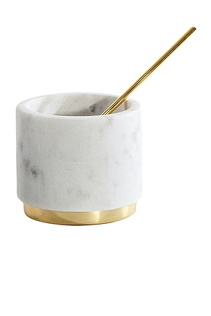Simple Marble and Brass Sugar Pinch Pot HAWKINS NEW YORK