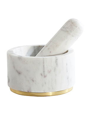 Simple Marble and Brass Mortar and Pestle HAWKINS NEW YORK
