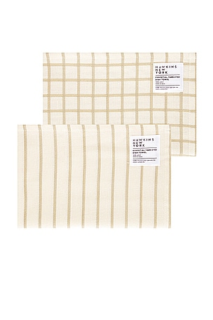 HAWKINS NEW YORK Essential Yarn Dyed Set Of 2 Dish Towels in Ivory