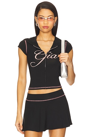 Cap Sleeve Blare Hoodie Top I.AM.GIA