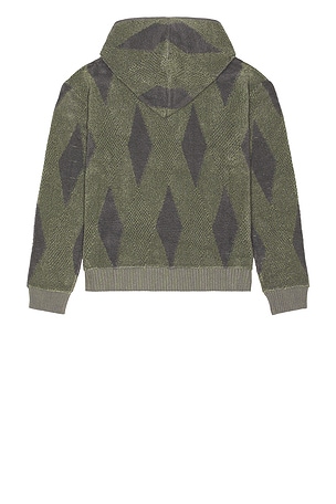 ISA BOULDER Small Argyle Towel Hoodie in Green