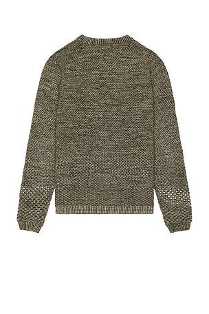ISA BOULDER Solid Crochet Crewneck Sweater in Grey
