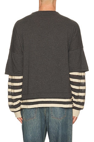 ISA BOULDER Gauzine Stripe Long Sleeves in Grey