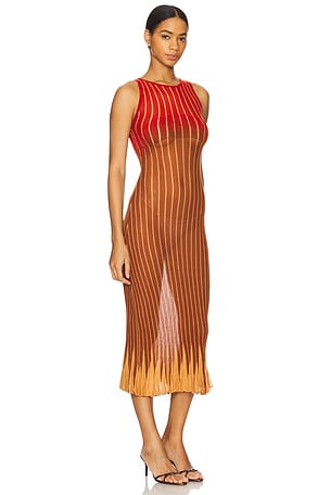 ISA BOULDER Gradflare Dress in Burnt Orange