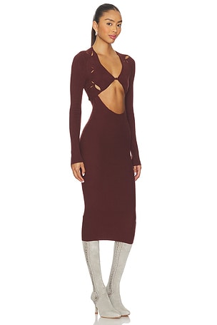 ISA BOULDER Argyle Open Dress in Brown. Size XS. Also