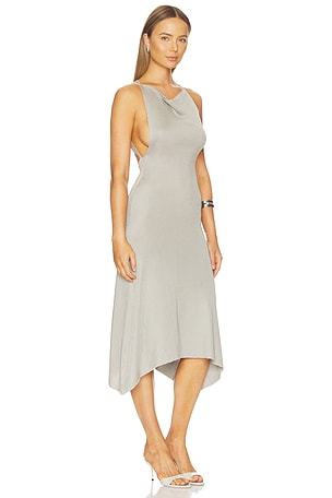 ISA BOULDER Cowl Neck Dress in Grey