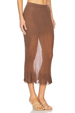 ISA BOULDER Pleating Maxi Skirt in Brown