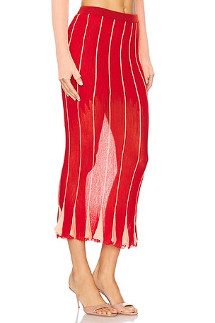 ISA BOULDER Pleating Maxi Skirt in Red