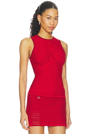 ISA BOULDER Woven Tight Tank Top in Red