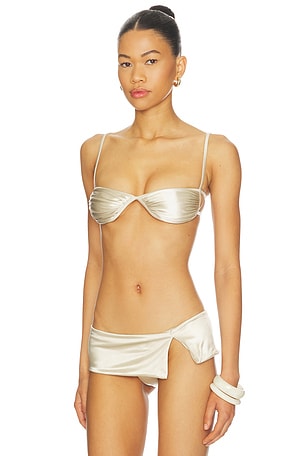 ISA BOULDER Fawning Bikini Top in Metallic Neutral